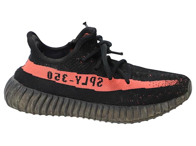 ADIDAS YEEZY BOOST 350 V2 en microfibra roja Primeknit Negro Nylon  ref.927321