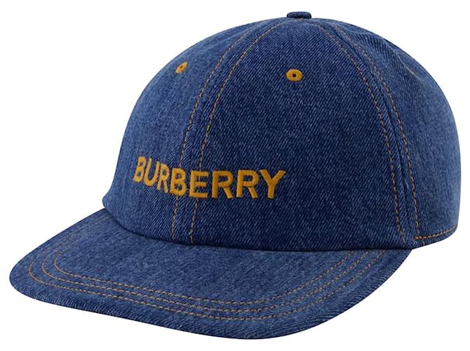 MH-Mütze aus gewaschenem Denim – Burberry – Baumwolle – gewaschenes Indigo Blau  ref.927399