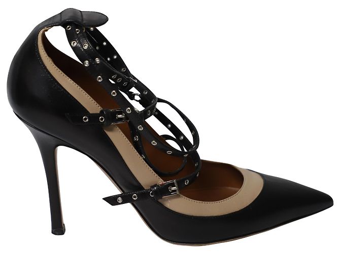 Sapatos com tachas Valentino Grommet em couro preto