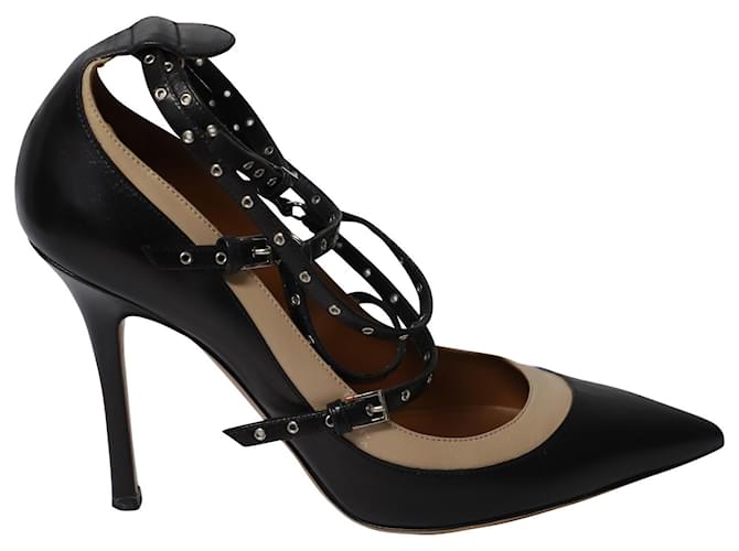 Sapatos com tachas Valentino Grommet em couro preto  ref.927421