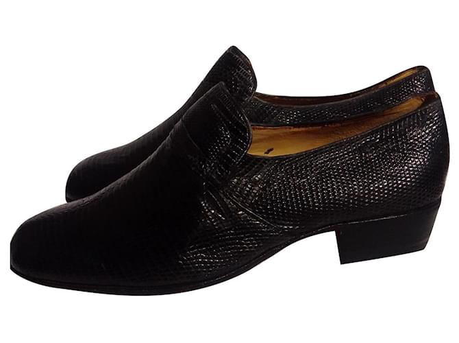 Autre Marque Chaussures plates en cuir exotique Cuirs exotiques Noir  ref.927559
