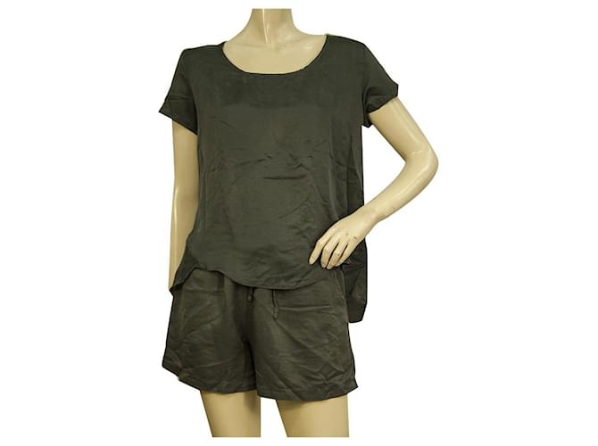 Autre Marque Crossley Gray Cotton Silk Short Sleeve T-shirt Top Shorts Trousers Pants size S Dark grey  ref.927571