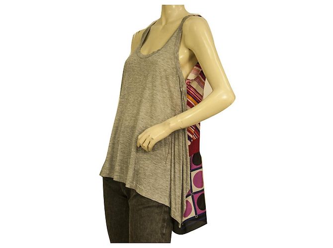Dolce & Gabbana gray Front Multicolor Silk back Sleeveless Tank Top size 40 Multiple colors