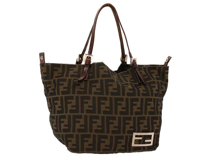 FENDI Zucca Canvas Sac à Main Marron Auth rd5177