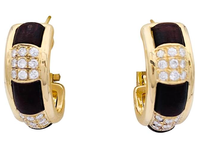 Boucheron earrings, "The Plural", In yellow gold, diamants, snakewood. Diamond  ref.927597
