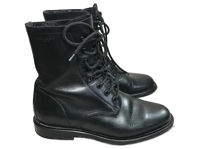 SAINT LAURENT  Ankle boots T.EU 39 Leather Black  ref.927626