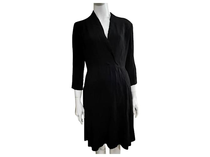 Ghost London Robe cache-cœur noire en viscose, Taille généreuse Elasthane  ref.927741