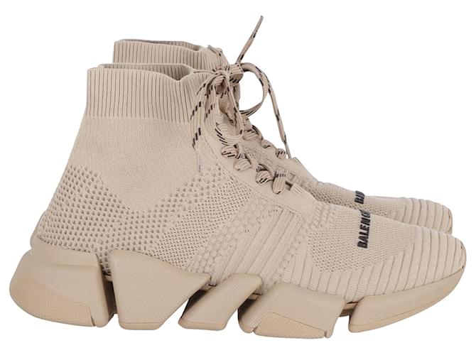 Balenciaga Speed Lace-Up Trainers in Beige Synthetic  ref.927838