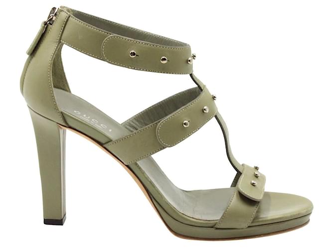 Khaki 2025 heeled sandals