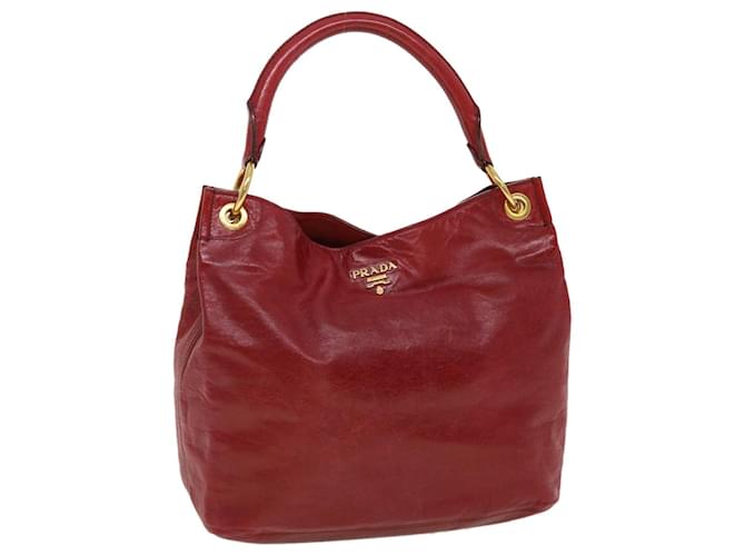 Pre Loved Prada Vitello Shine Bauletto Bag Women Red One Size