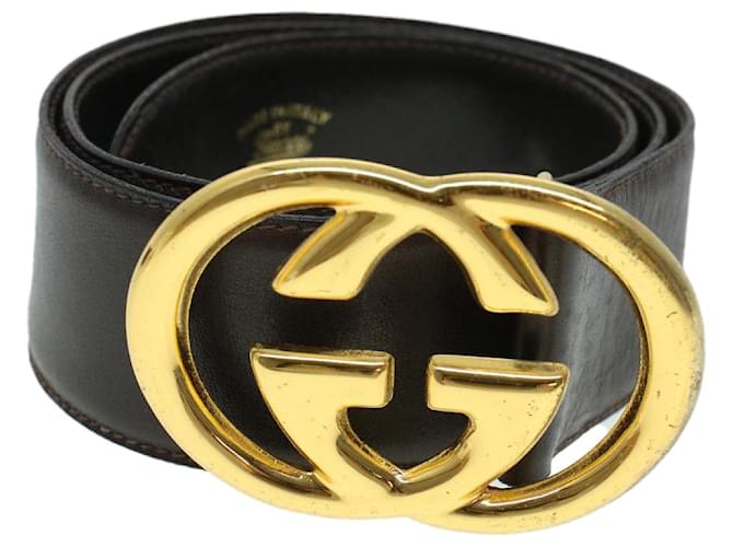 GUCCI Belt Leather 33.1"" Brown 52808/75 Auth am4354  ref.927920