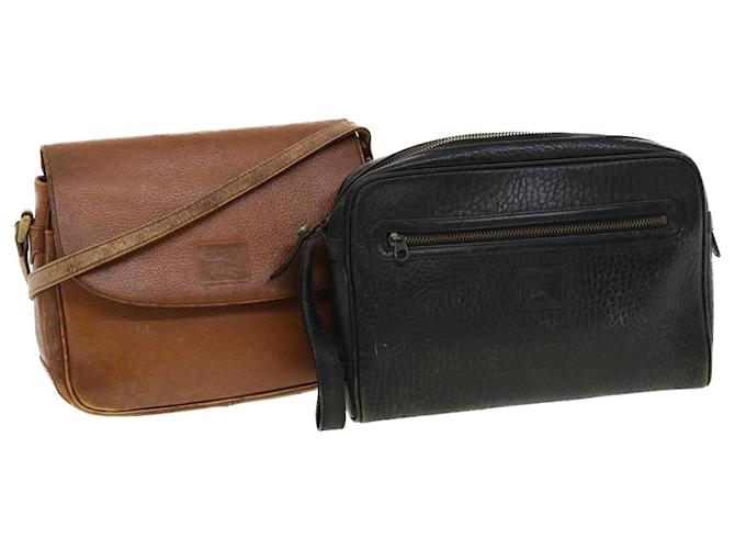 Autre Marque Burberrys Clutch Shoulder Bag Leather 2Set Black Brown Auth bs5344  ref.927953