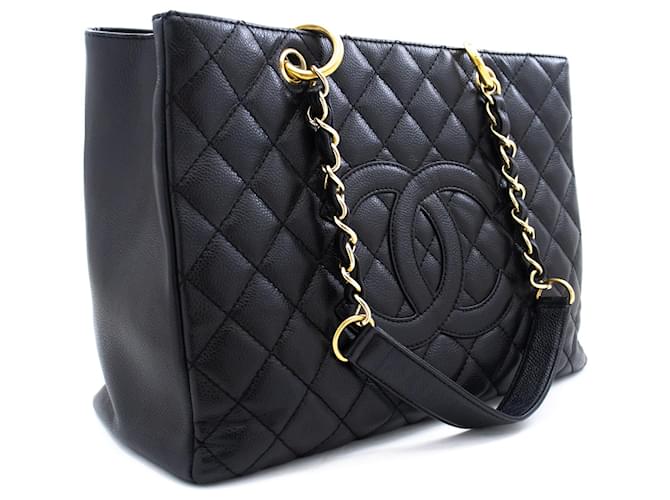 CHANEL Caviar GST 13 Grand Shopping Tote Chain Shoulder Bag Black Leather  ref.927982 - Joli Closet