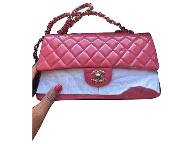Chanel Timeless Classic Tasche Pink Lackleder  ref.928012