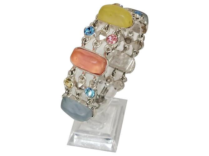 Beautiful Karl Lagerfeld bracelet - Semi-precious stones and Swarovski crystals Silvery Steel  ref.928016