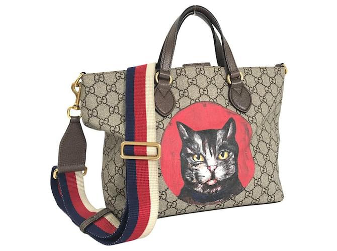 Gucci GG Supreme Mystic Cat Tote Bag 473887 Brown Cloth ref.928053 Joli Closet