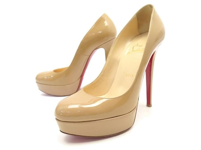 CHRISTIAN LOUBOUTIN BIANCA PUMPS 38 PATENT LEATHER NUDE SHOES  