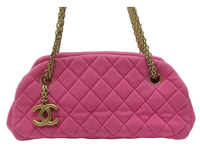 Handbags Chanel Chanel Bowling Mademoiselle Matelasse Pink Canvas Hand Bag