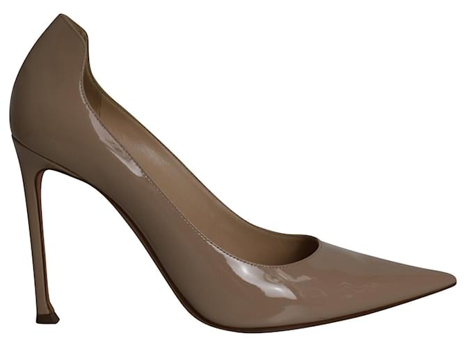 Zapatos de salón Dior D-Moi de punta en charol nude Carne Cuero  ref.928211