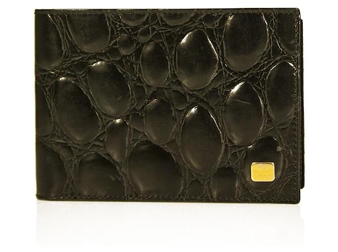 Gianfranco Ferré Gianfranco Ferre Noir Crocodile Embossed Leather Patent New Unisex Men Wallet Cuir  ref.928267