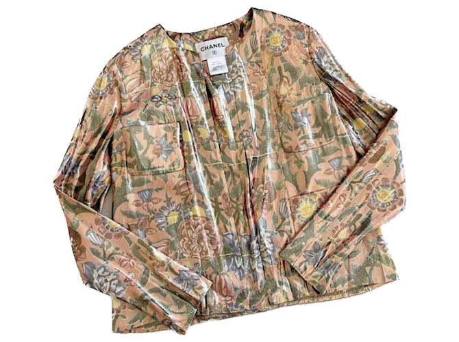 Chanel Lussuosa giacca in broccato CC Multicolore Seta  ref.928298