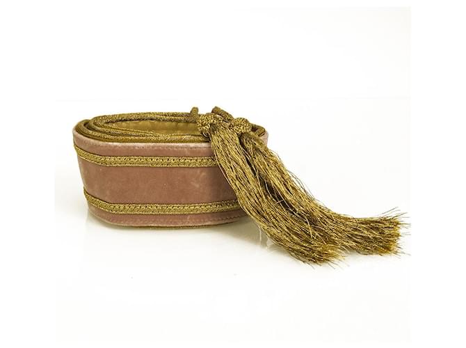 Roberto Cavalli Pink Velvet Gold Cord Tassels Tie Waist Belt size M Leather  ref.928305