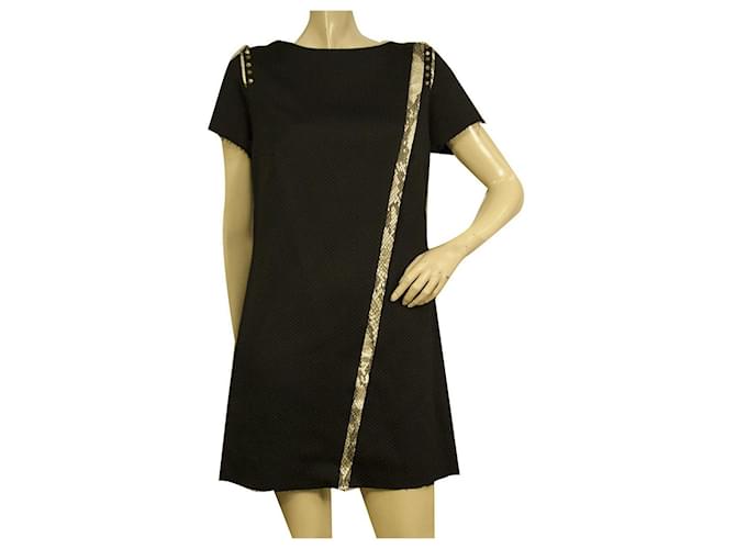 Zadig & Voltaire Ranon Black Jacquard Studded Short Sleeves mini dress size S Polyester  ref.928309