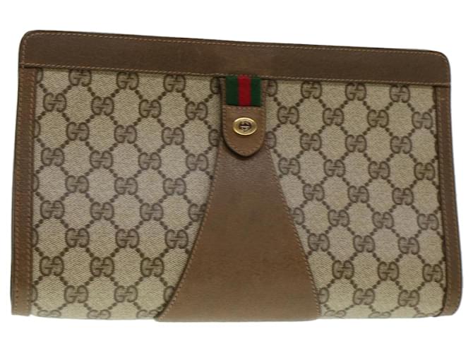 GUCCI GG Canvas Web Sherry Line Clutch Bag Beige Red Green 8901033 Auth am4321  ref.928361