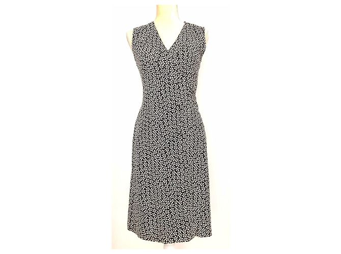 Diane Von Furstenberg DvF New Yahzi Vestido curto envelope de seda preto e branco