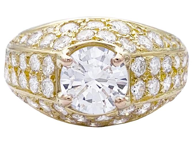 inconnue Yellow gold ring, diamants. White gold  ref.928448