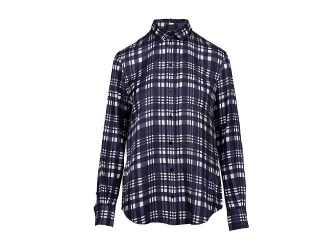 Camicia in twill di seta a quadri Joseph New Garçon Blu Blu navy