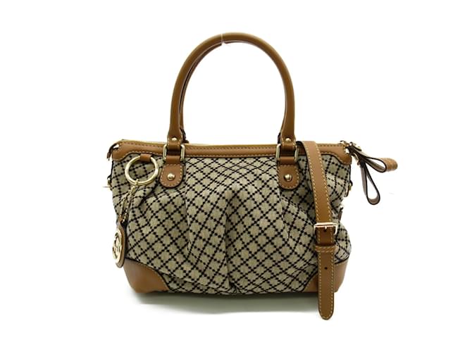 Gucci Diamante Canvas Sukey Handbag 247902 Bege Lona  ref.928531