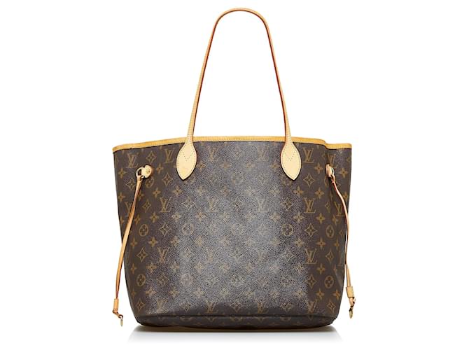 LOUIS VUITTON Neverfull MM Monogram Canvas Tote Bag Brown