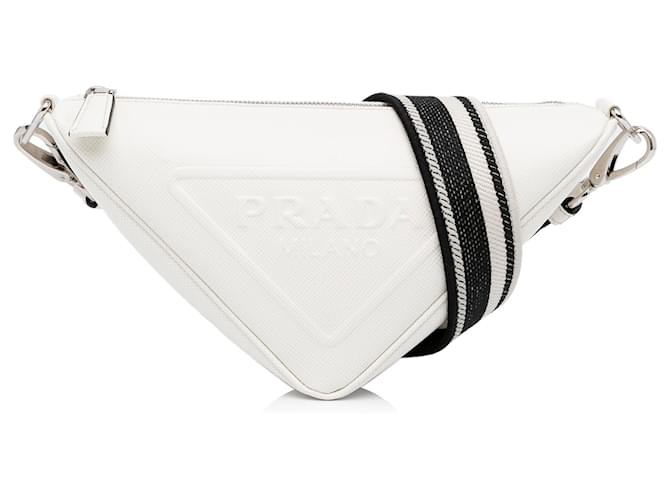 White Saffiano Leather Belt Bag