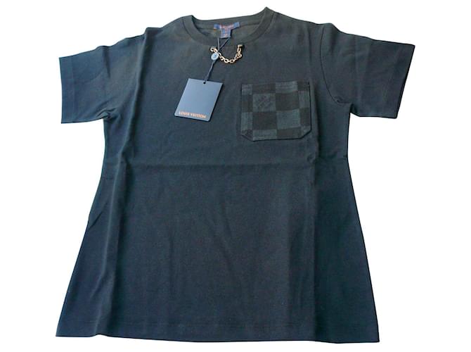 LOUIS VUITTON Women's black t-shirt with Monogram pocket TS NEW