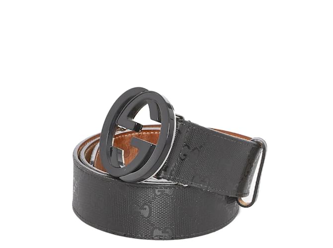 Gucci GG Imprime Interlocking G Belt 223891 Black Cloth Pony-style calfskin  ref.929209