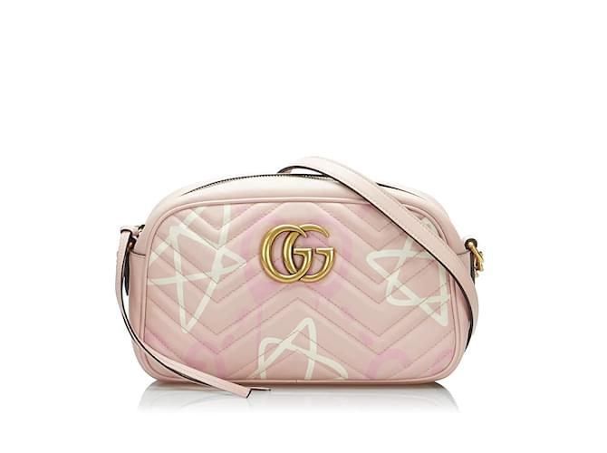 Gucci GG Marmont Ghost Crossbody Bag 447632.0 Pink Leather  ref.929251