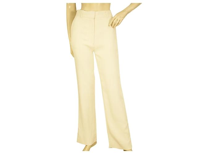 Victoria Beckham Calça branca cintura alta Viscose Seda tamanho Reino Unido 6 Branco  ref.929256
