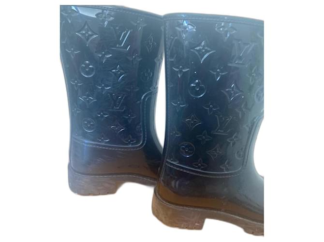 Louis Vuitton Rubber Monogram Drops High Boots 36 Black