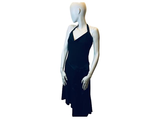 Backless dress BCBG Max Azria Black Polyester Elastane Acetate  ref.929276