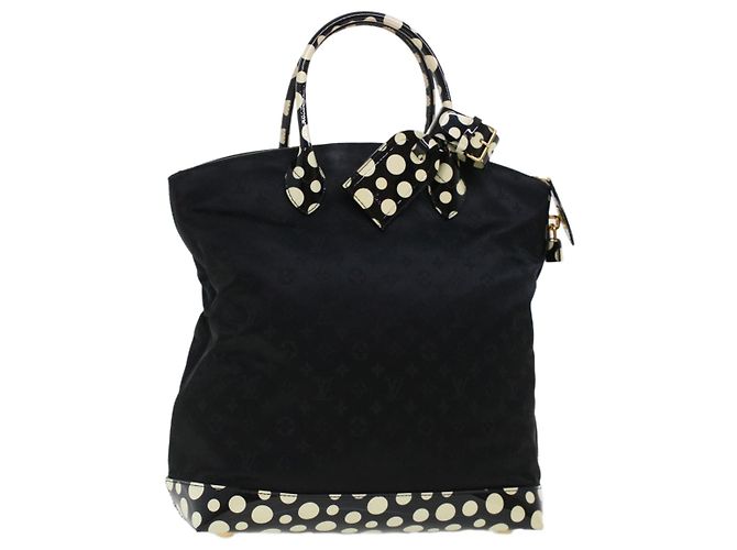 Bolsa LOUIS VUITTON Vernis Dot Infinity Lockit MM Preto M40682 Auth ar9434b Branco