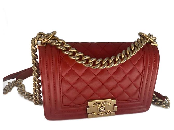 Boy CHANEL Sacs à main Cuir Rouge