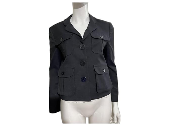 Mulberry chaqueta militar vintage, Mora Negro Poliéster  ref.929460
