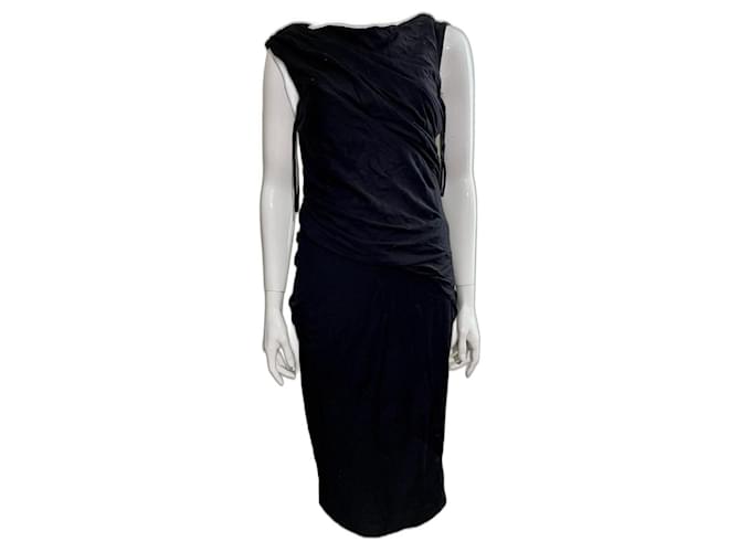 Diane Von Furstenberg DvF Gloria draped wool dress Black  ref.929465