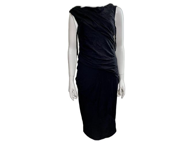 Diane Von Furstenberg DvF Gloria drapiertes Wollkleid Schwarz