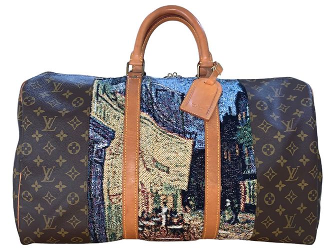 Abbesses Louis Vuitton Keepall 50 Van Gogh "Terasse du Café le soir" - Custom Unique Brown