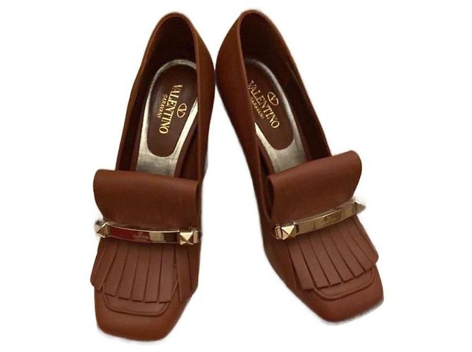 Mules compensées Valentino en cuir marron