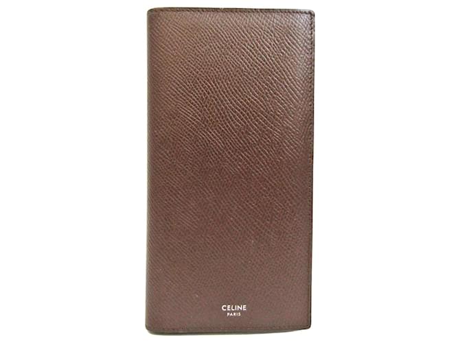 Céline Vertical wallet Brown Leather  ref.929885