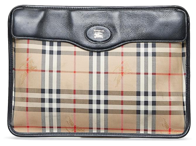 Burberry Pochette with Front Pocket and Black Leather Trim in Very Good Condition