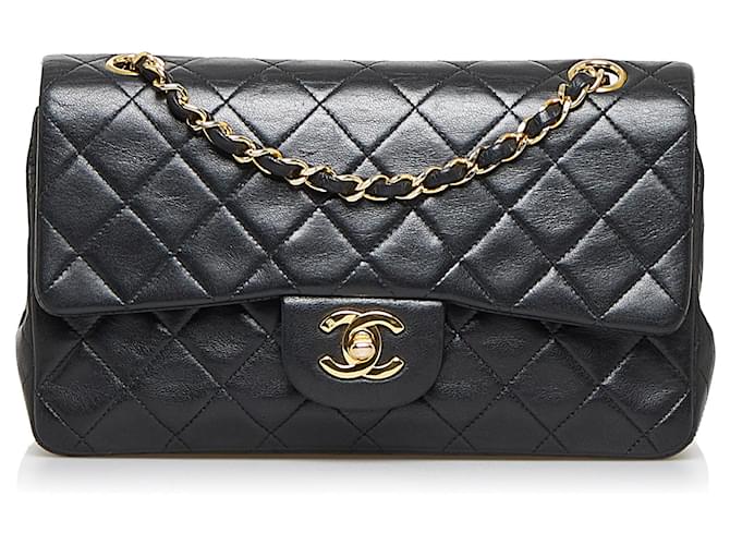 Black Quilted Caviar Small Double Flap Silver Hardware, 2021-2022